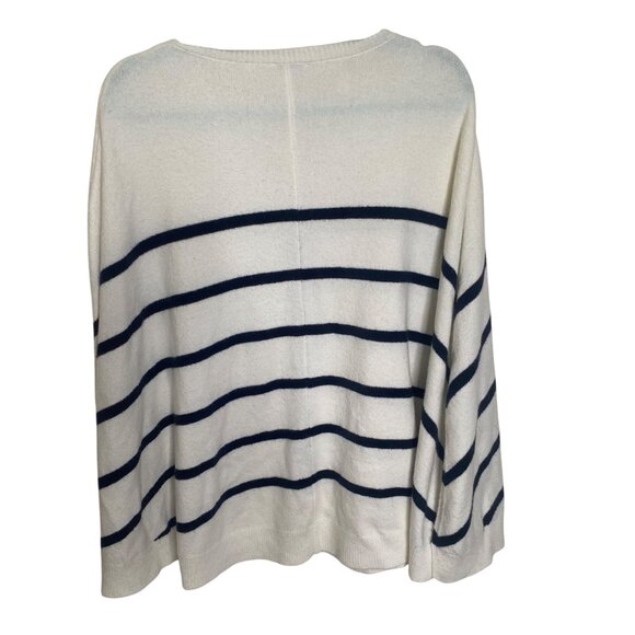 J. Jill Sweater Cape Poncho Womens One Size White Navy Striped Relaxed Cozy Casu - Picture 6 of 9